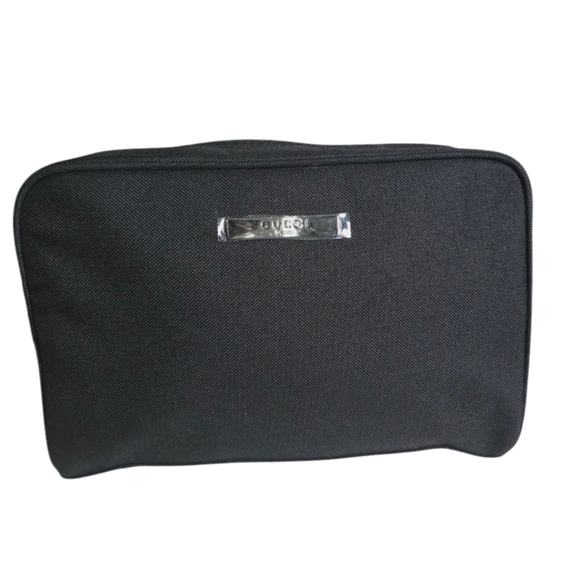 Gucci Beauty Canvas Makeup Bag Black NWOT Travel Cosmetics Pouch - Picture 1 of 17